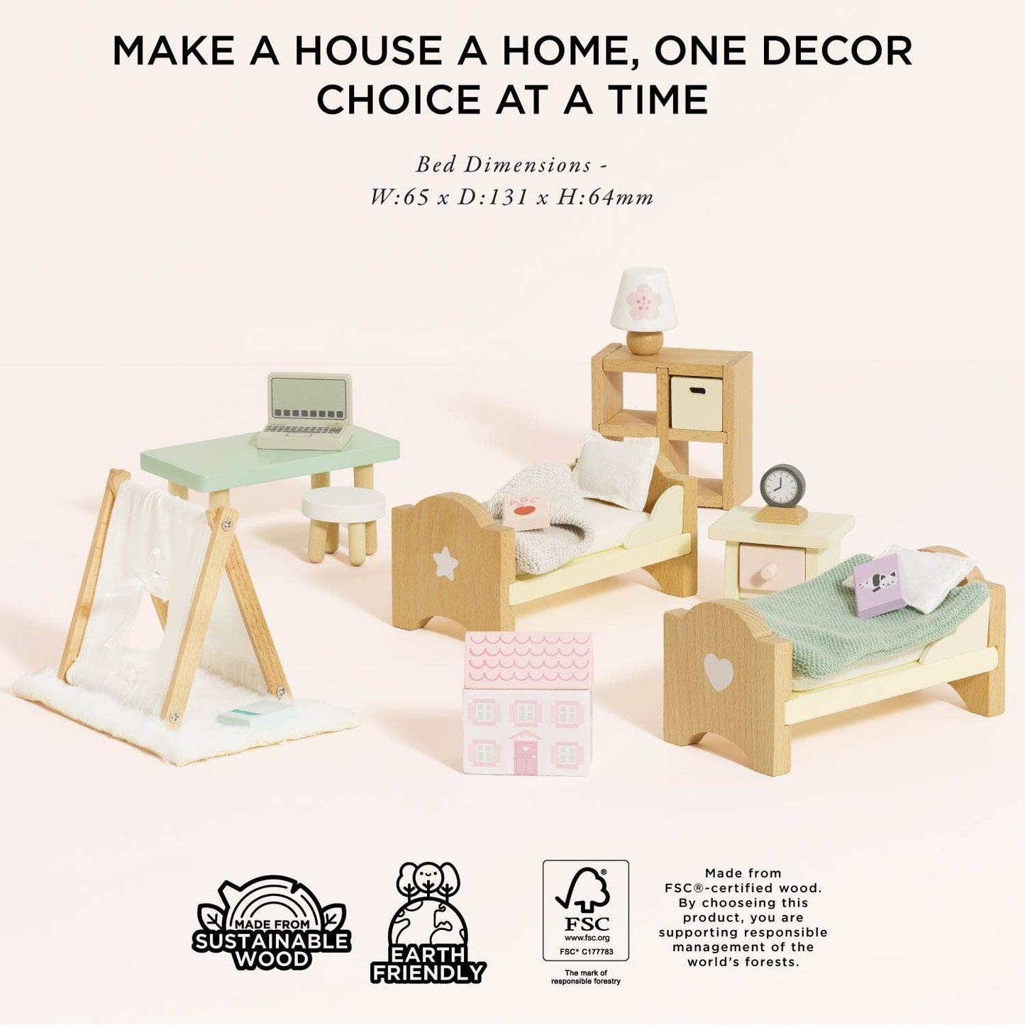 Le Toy Van, Inc. - Wooden Dolls House Child's Bedroom Furniture