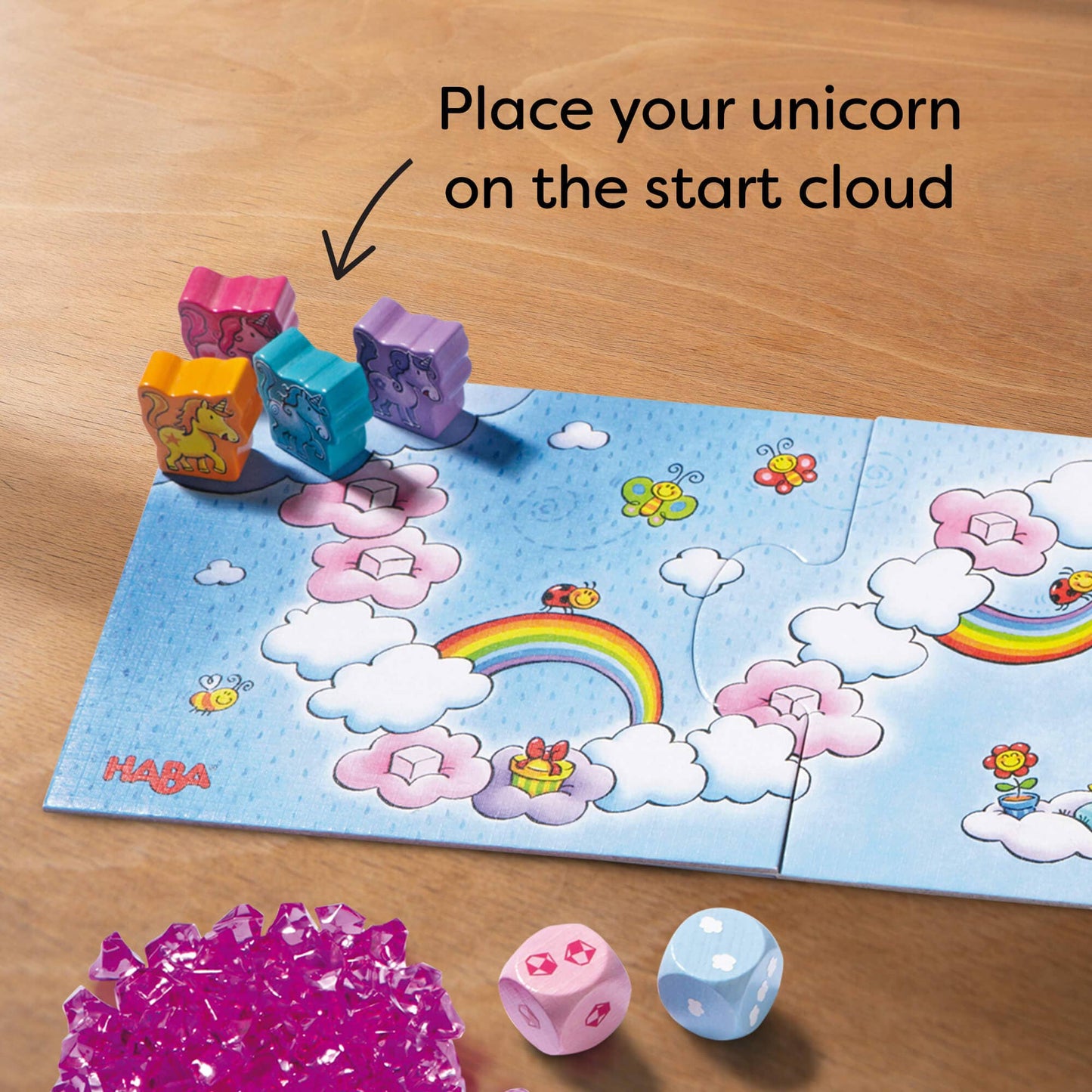 HABA USA - Unicorn Glitterluck – Cloud Crystals Racing Game