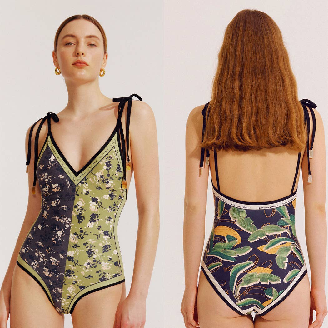 Visual Mood - EMMA Tie-shoulder One Piece Swimsuit: M