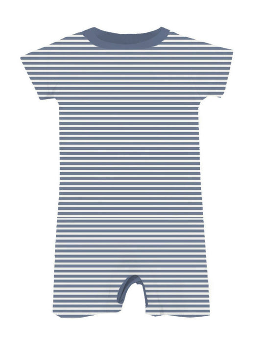 gunamuna - SS26 COTTON SHORTIE ROMPER : Blue Stripe / 12-18months