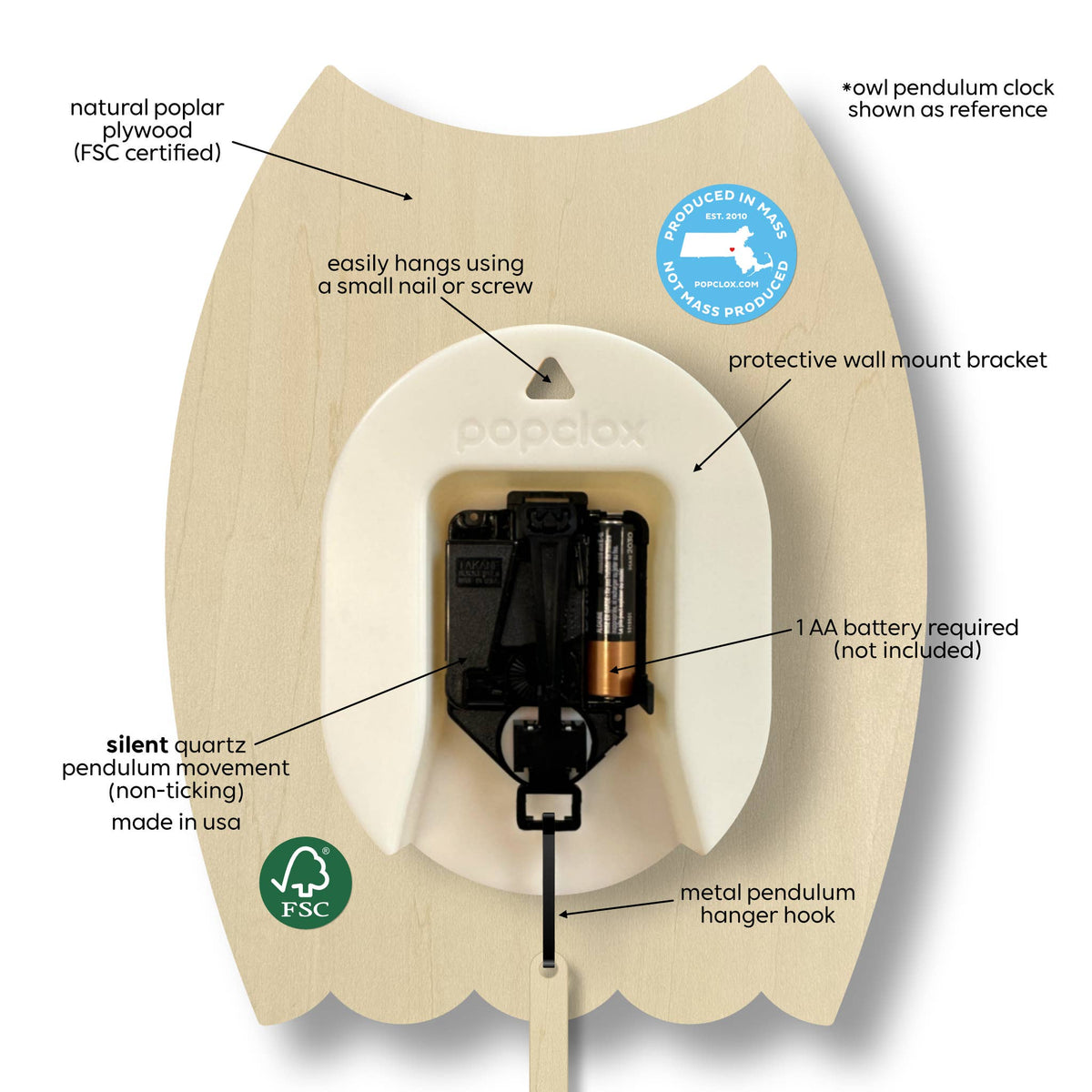 Popclox - Cornhole Pendulum Clock - Wood