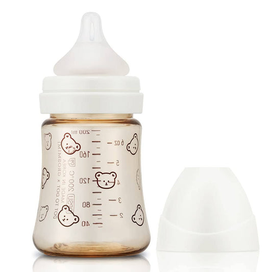 zezebaebae (Grosmimi and Cha&Mom) - Grosmimi PPSU Baby Bottle - 6oz (200ml): Bear_White