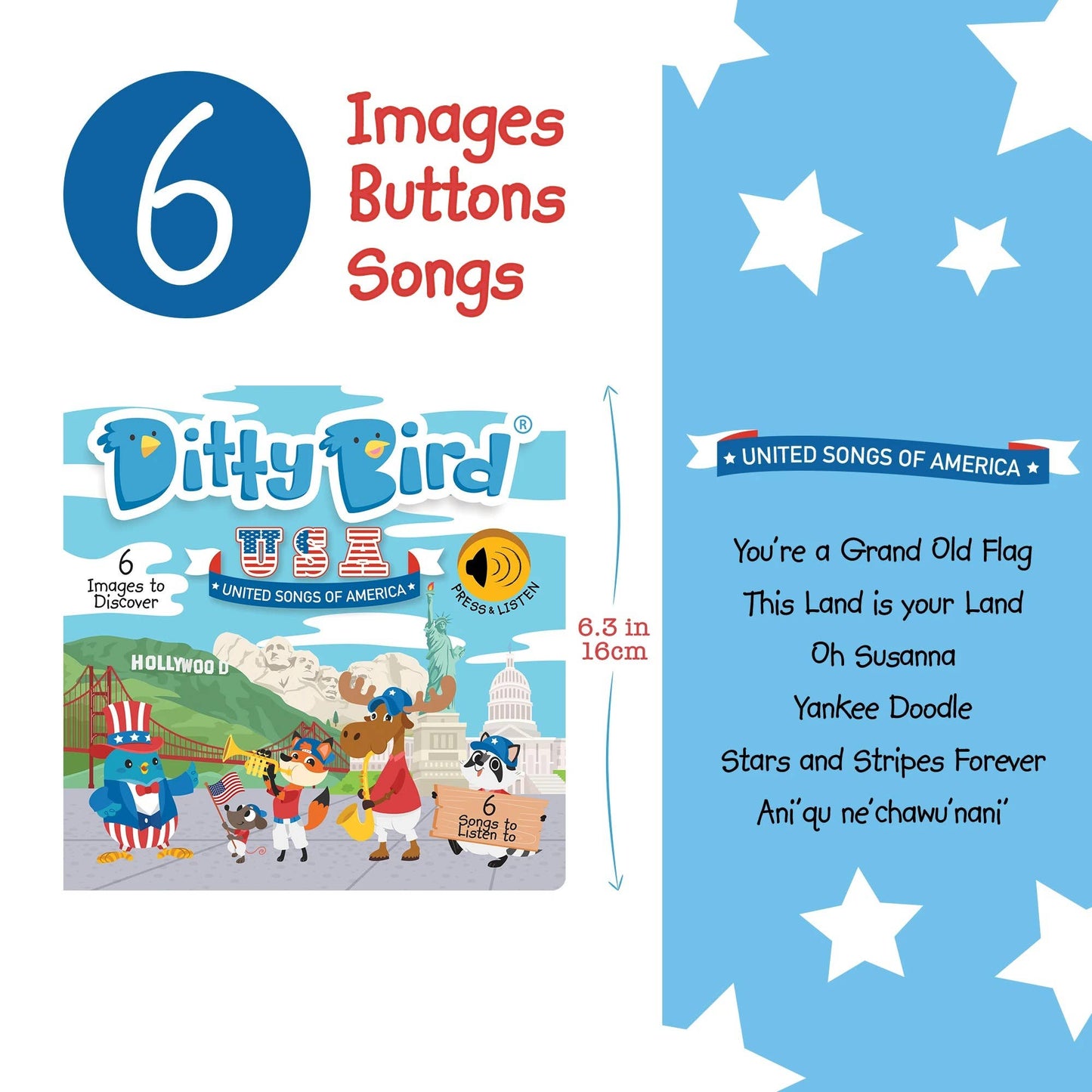 Ditty Bird - Ditty Bird Sound Book 4th July Gift: United songs of America