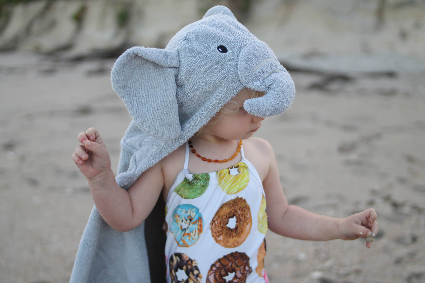 Yikes Twins - Elephant hooded towel for toddlers ages 2 to 8 years old