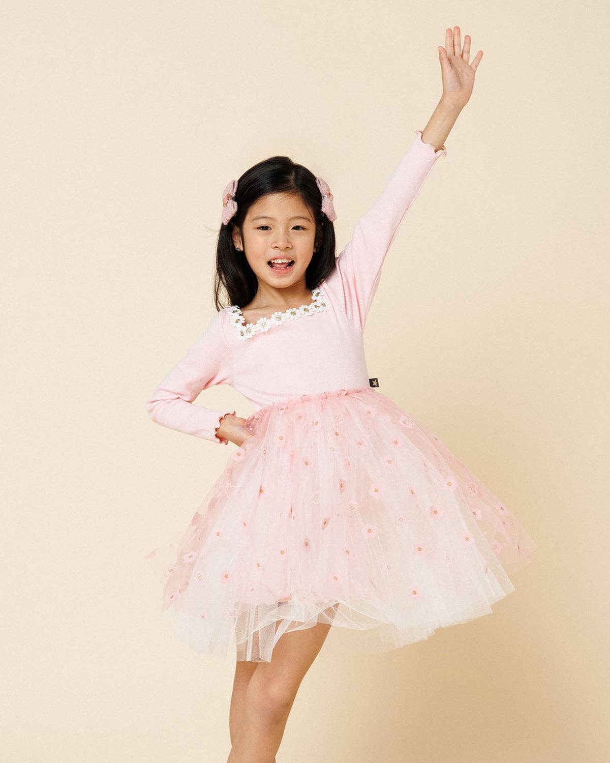 Petite Hailey - Flower Lace Tutu Dress: White / 4