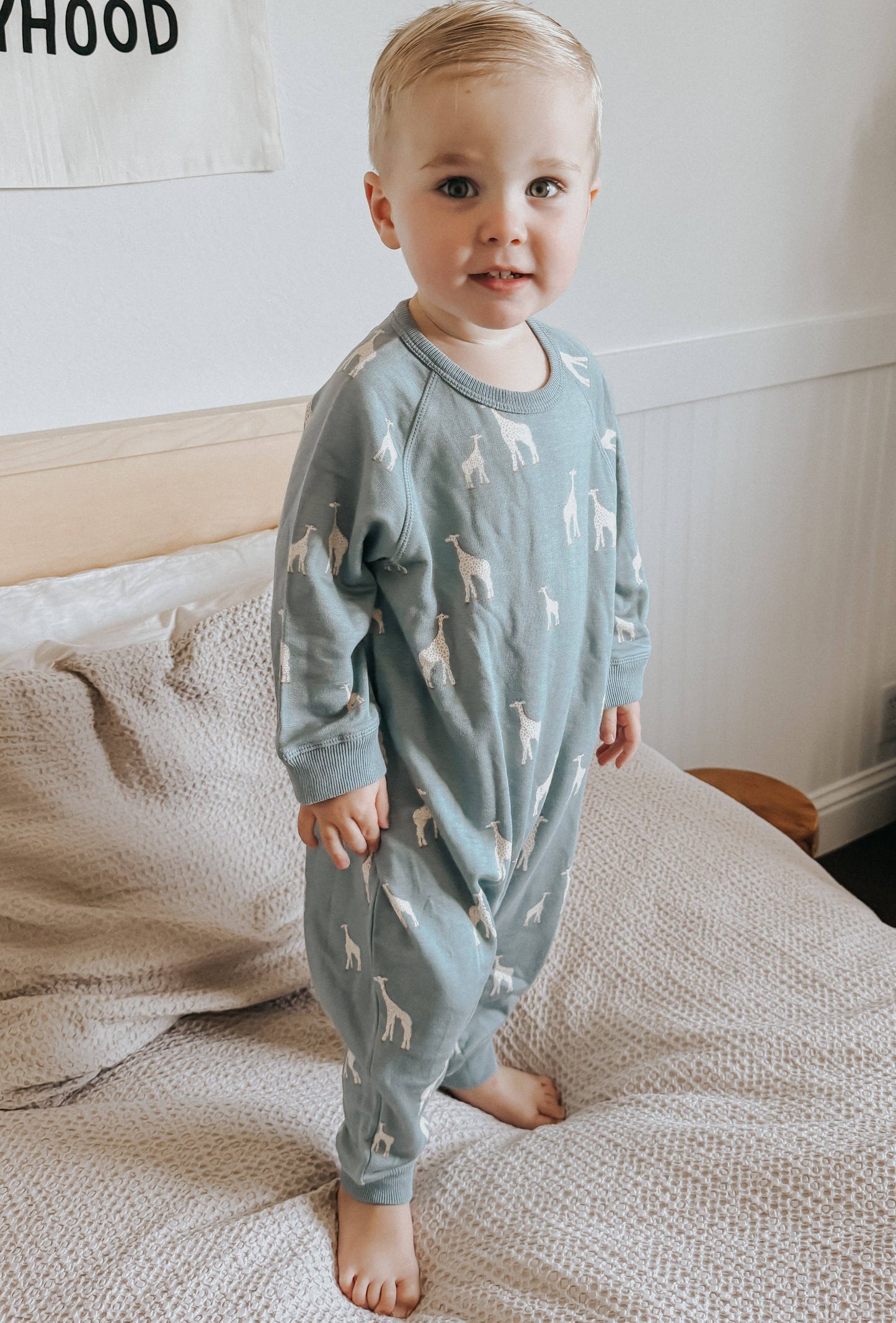 gunamuna - FLEECE JUMPSUIT: Giraffe Moss / 6-9months