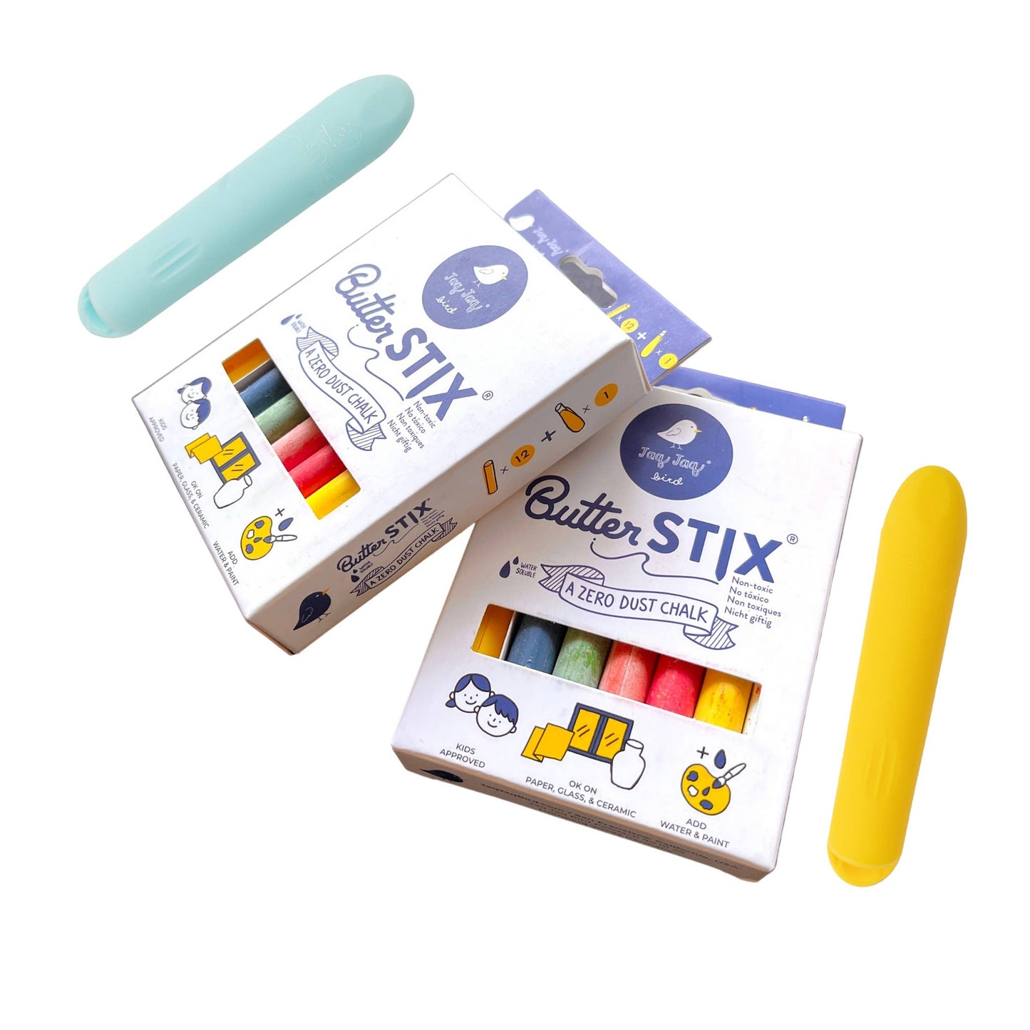 Jaq Jaq Bird - ButterStix® - Dustless Chalk Colors with Holder 12 pcs