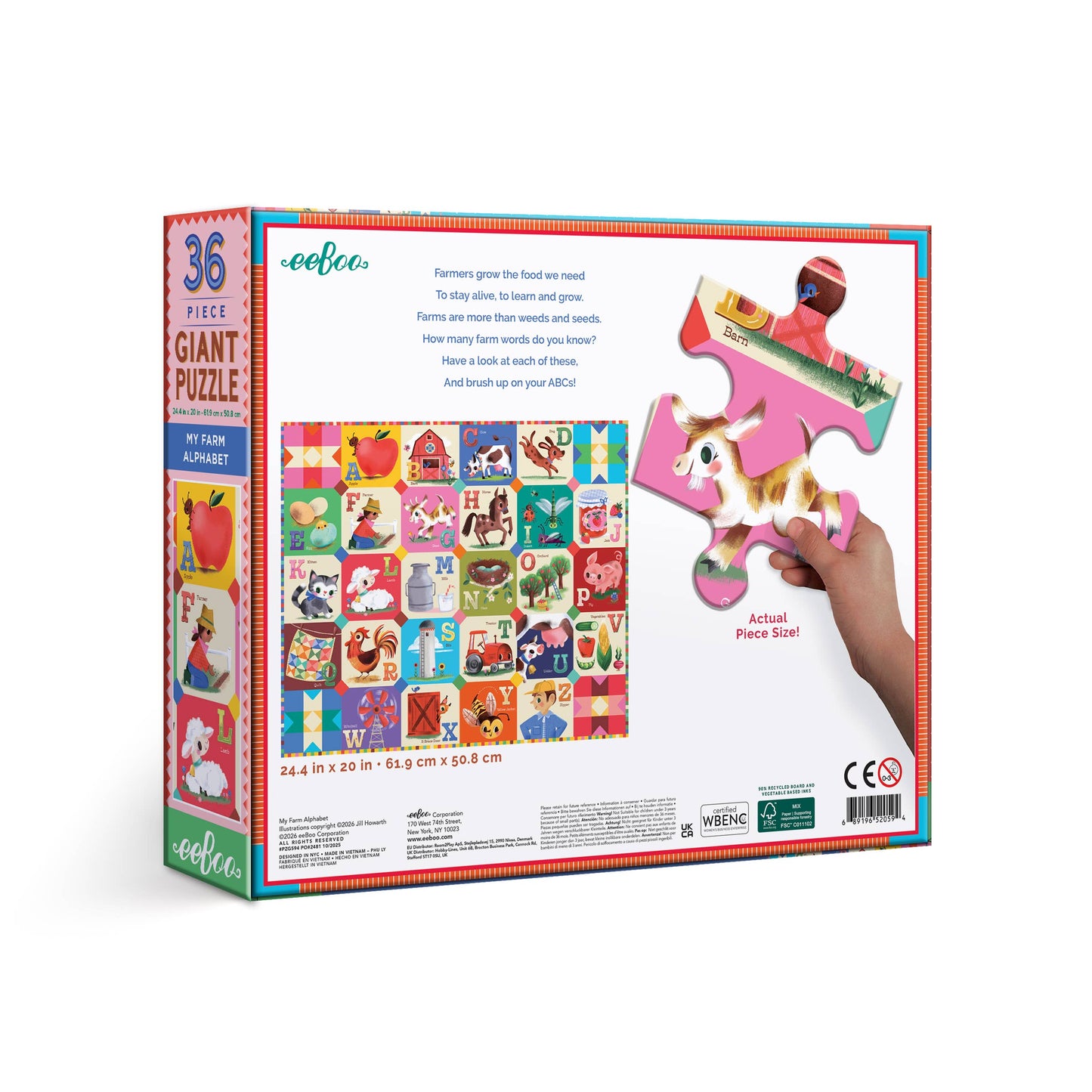 eeBoo - My Farm Alphabet 36 Piece Giant Puzzle