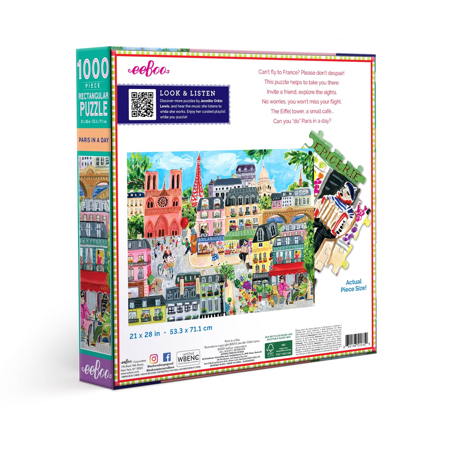eeBoo - Paris in a Day 1000 Piece Puzzle