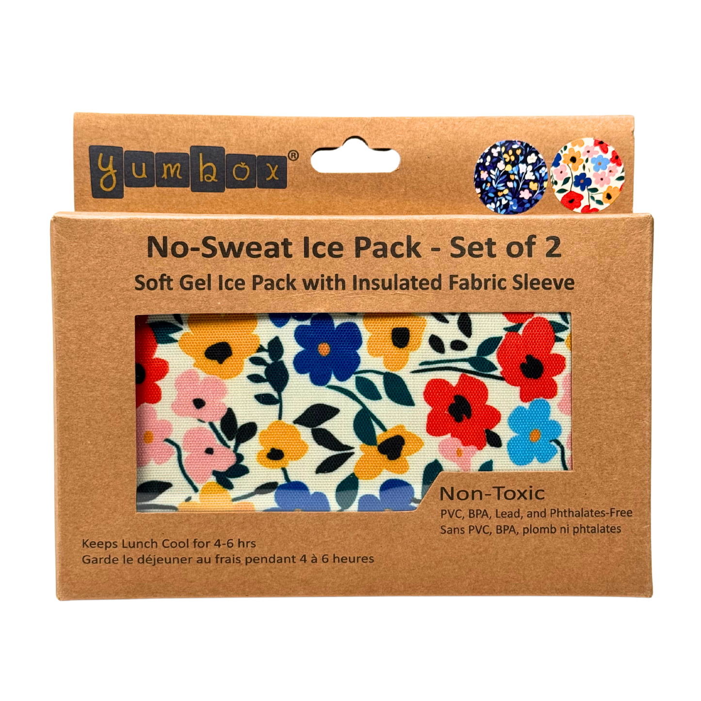 Yumbox - Gel Ice Packs in Fabric Sleeves 2-Pack - Floral Prints
