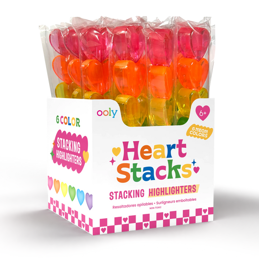 OOLY - Heart Stacks: Stacking Highlighters (Display of 16 Sticks)