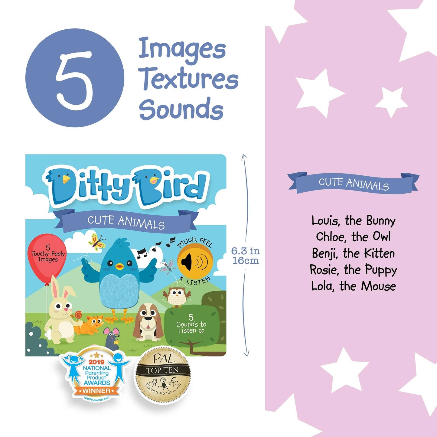 Ditty Bird - Ditty Bird First Sensory Book Montessori Method Cute Animals