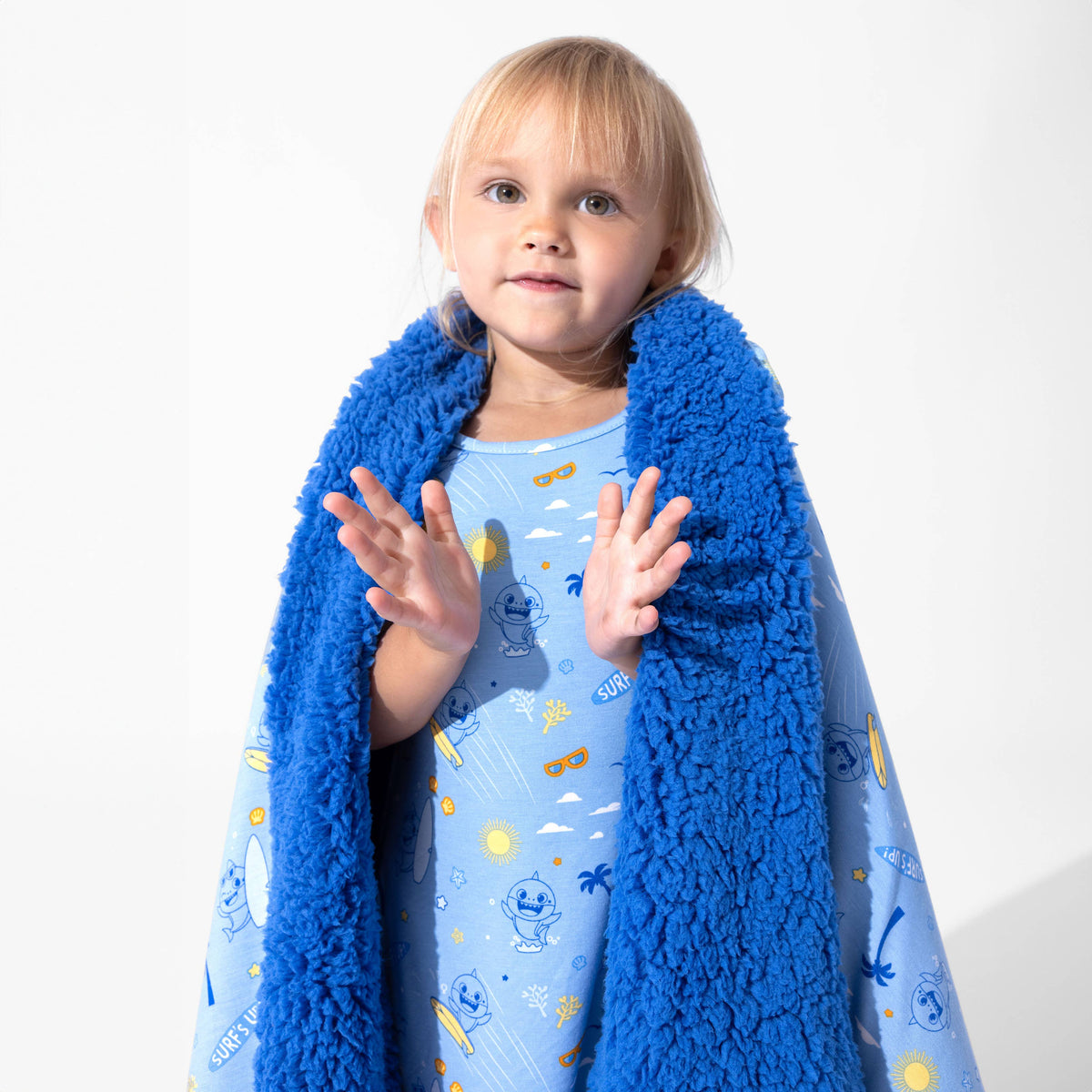 Bellabu Bear - Baby Shark Surf Bamboo Sherpa Blanket: 45 x 60 in
