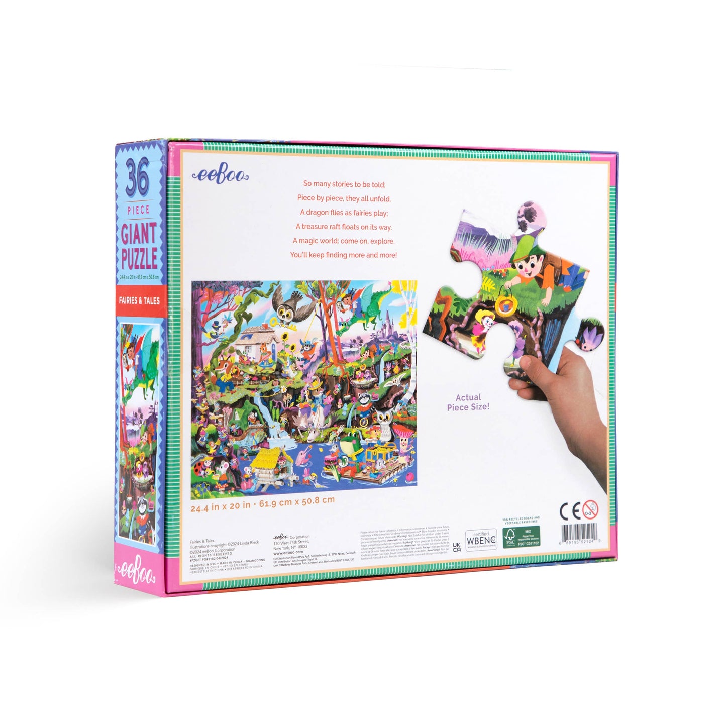 eeBoo - Fairies & Tales 36 Piece Giant Puzzle