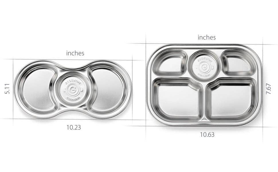 Grosmimi (zezebaebae) - Grosmimi Stainless Steel Food Tray with 3 Compartment: With suction