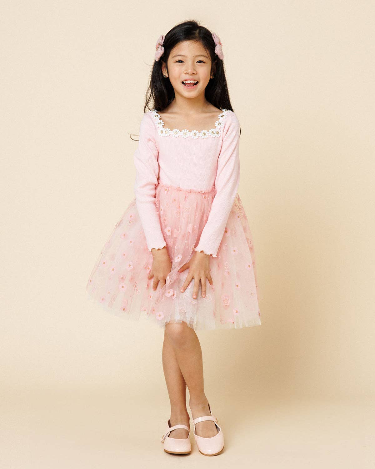 Petite Hailey - Flower Lace Tutu Dress: White / 4