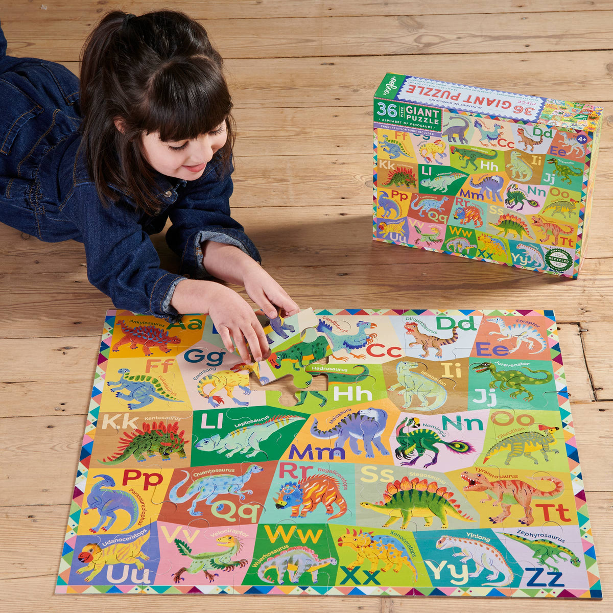 eeBoo - Alphabet of Dinosaurs 36 Piece Giant Puzzle