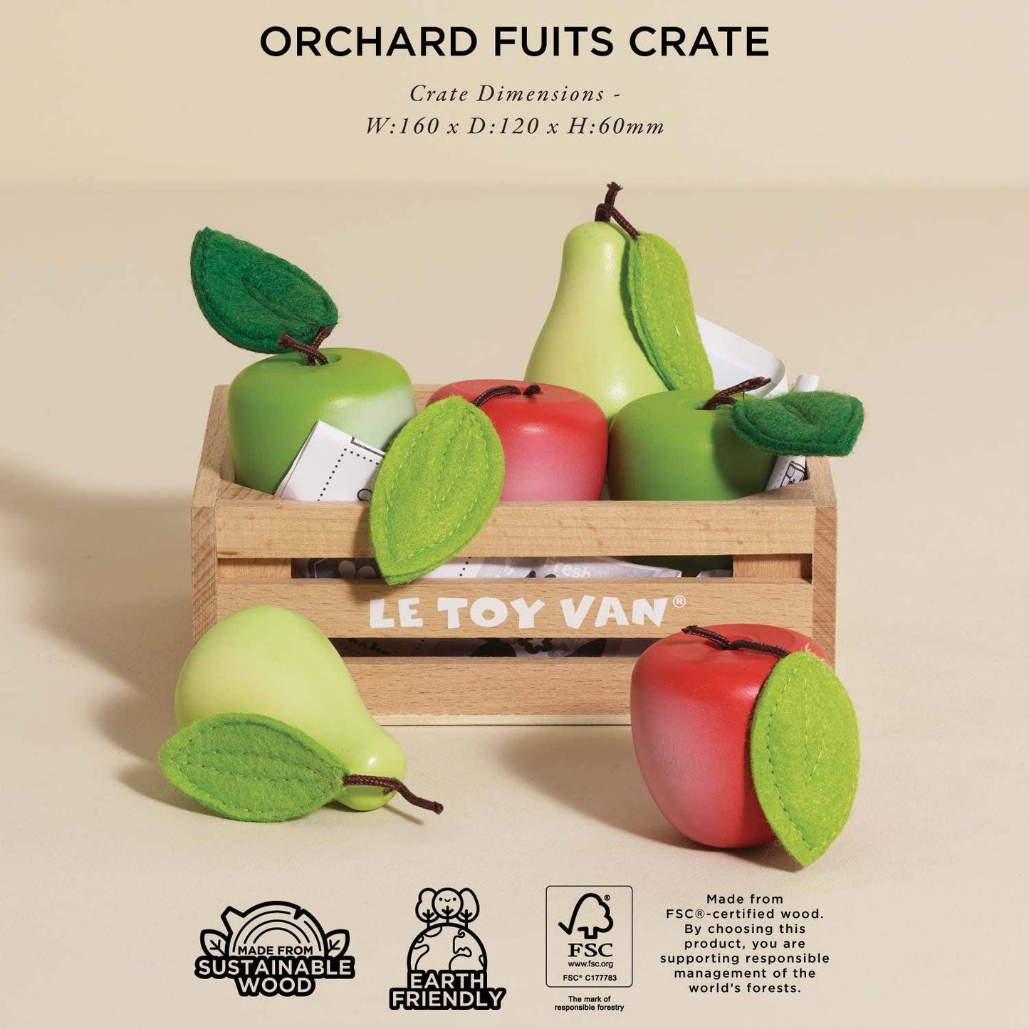 Le Toy Van, Inc. - Orchard Fruits Wooden Market Crate
