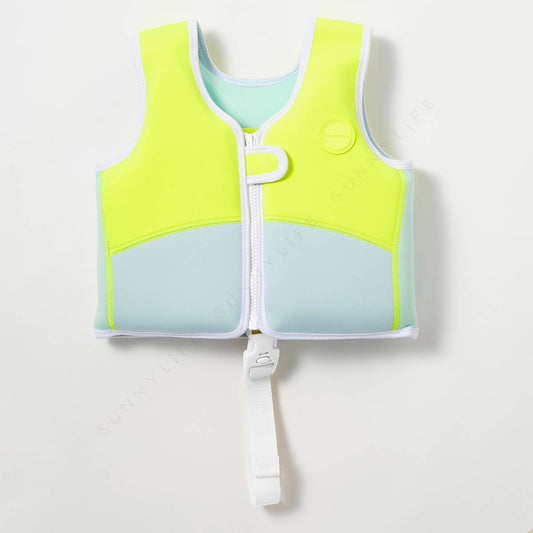 Sunnylife - Salty the Shark Swim Vest 2-3 Aqua Neon Yellow