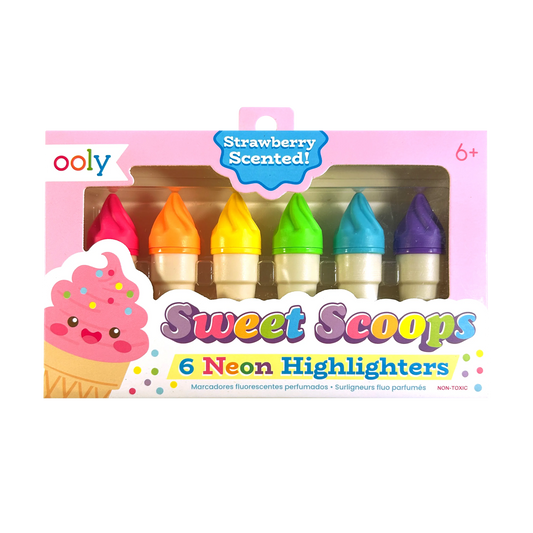 OOLY - Sweet Scoops: Neon Highlighters - Strawberry Scent (Set of 6
