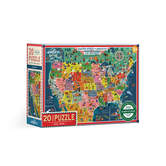 eeBoo - USA Map 20 Piece Puzzle
