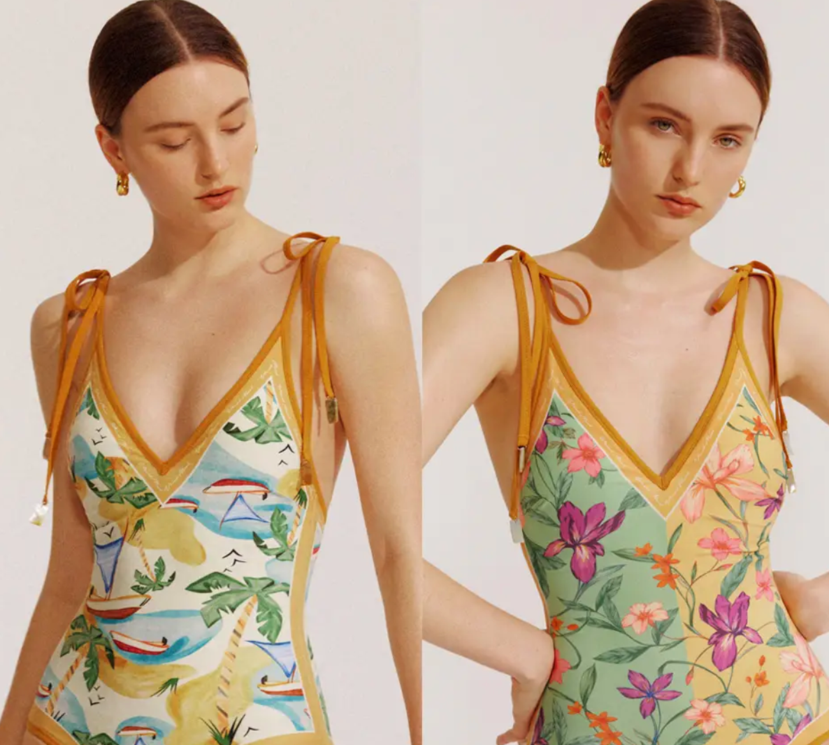 Visual Mood - KRISTINA Tie-shoulder One Piece Swimsuit: S