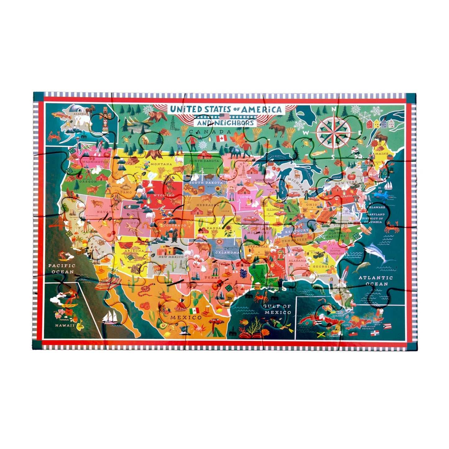 eeBoo - USA Map 20 Piece Puzzle