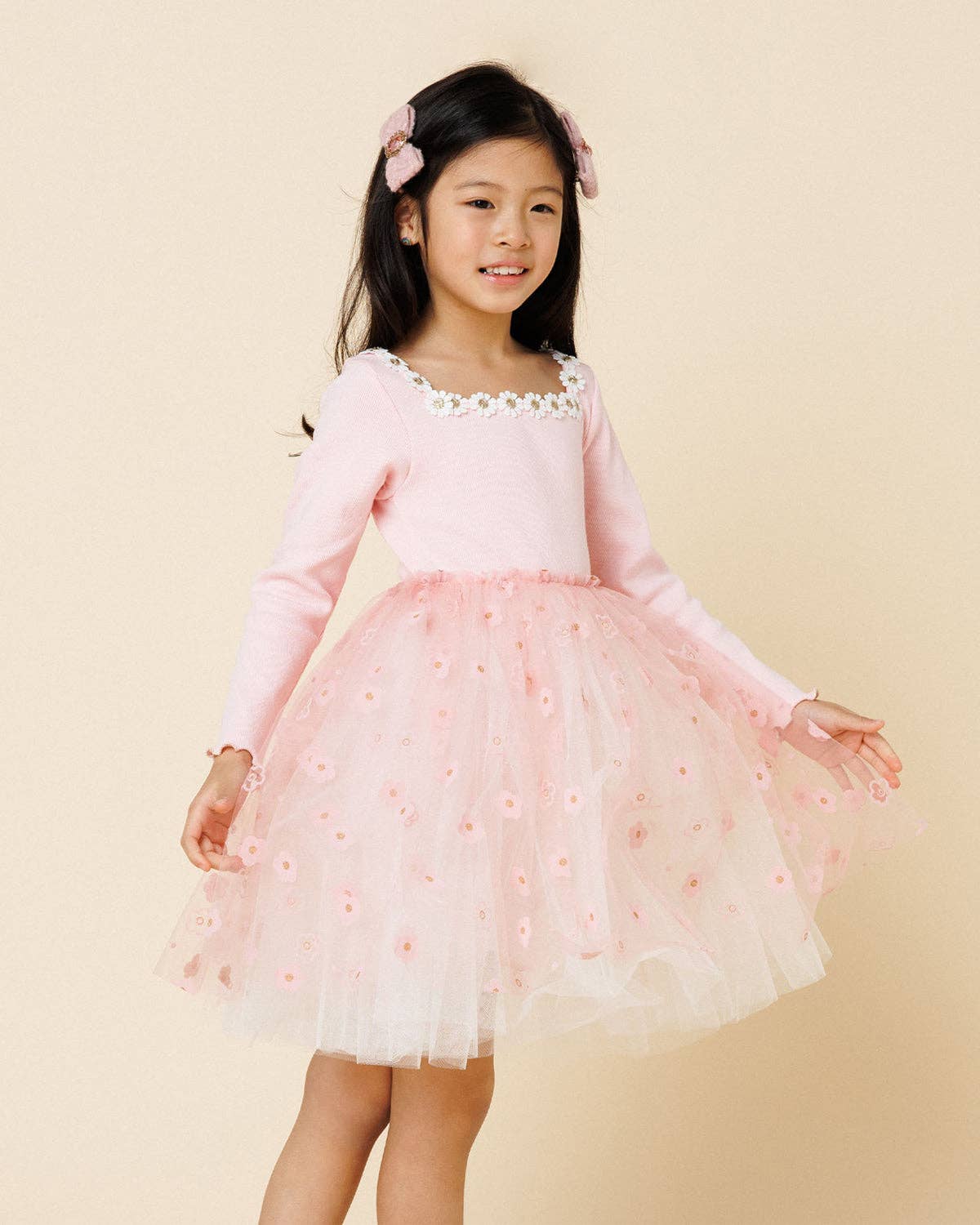 Petite Hailey - Flower Lace Tutu Dress: Pink / 8