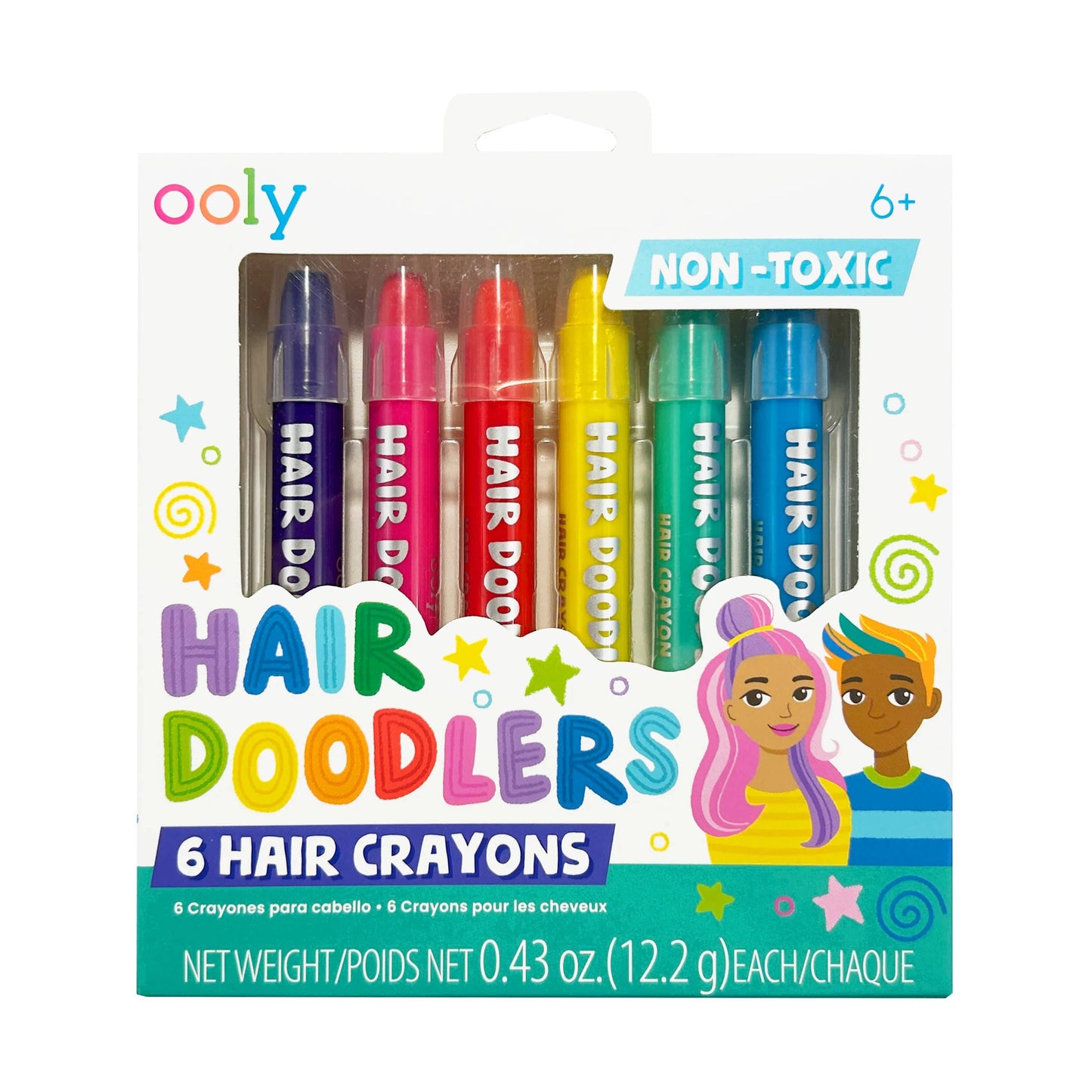 OOLY - Hair Doodlers Hair Crayons - Set of 6 Colors