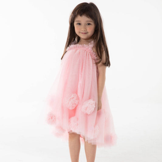 Petite Hailey - PomPom Tutu Dress: Pink / 3-4