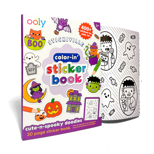 OOLY - Stickiville Color-in' Sticker Book - Cute n Spooky Doodles - 30 Sheets