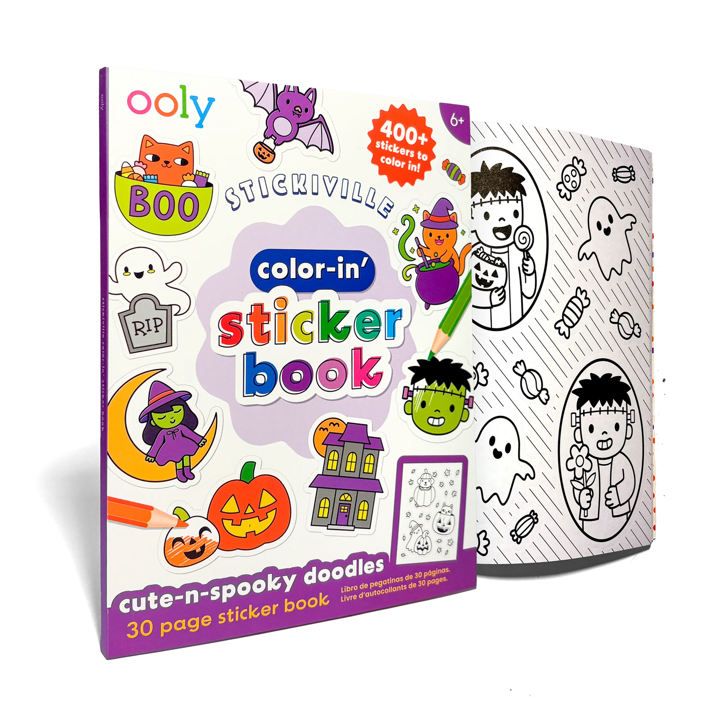 OOLY - Stickiville Color-in' Sticker Book - Cute n Spooky Doodles - 30 Sheets