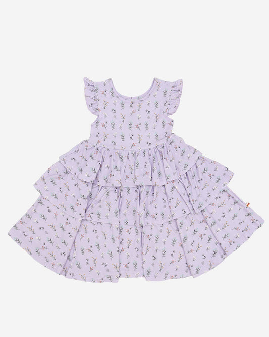 Petite Hailey - Bamboo Ruffle Layered Dress: Pink Flower BB / 7