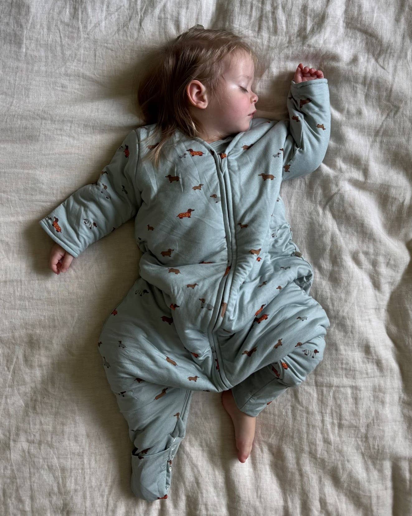 gunamuna - SS26 LONG SLEEVE FOOTIE SLEEP BAG : Baseball goose / 18-36M / 0.5