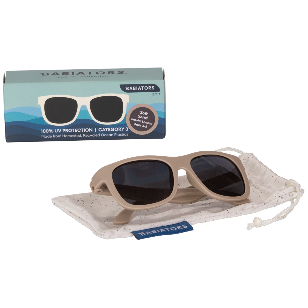 Babiators - Kids Eco Collection: Navigator Sunglasses in Soft Sand: Ages 3-5