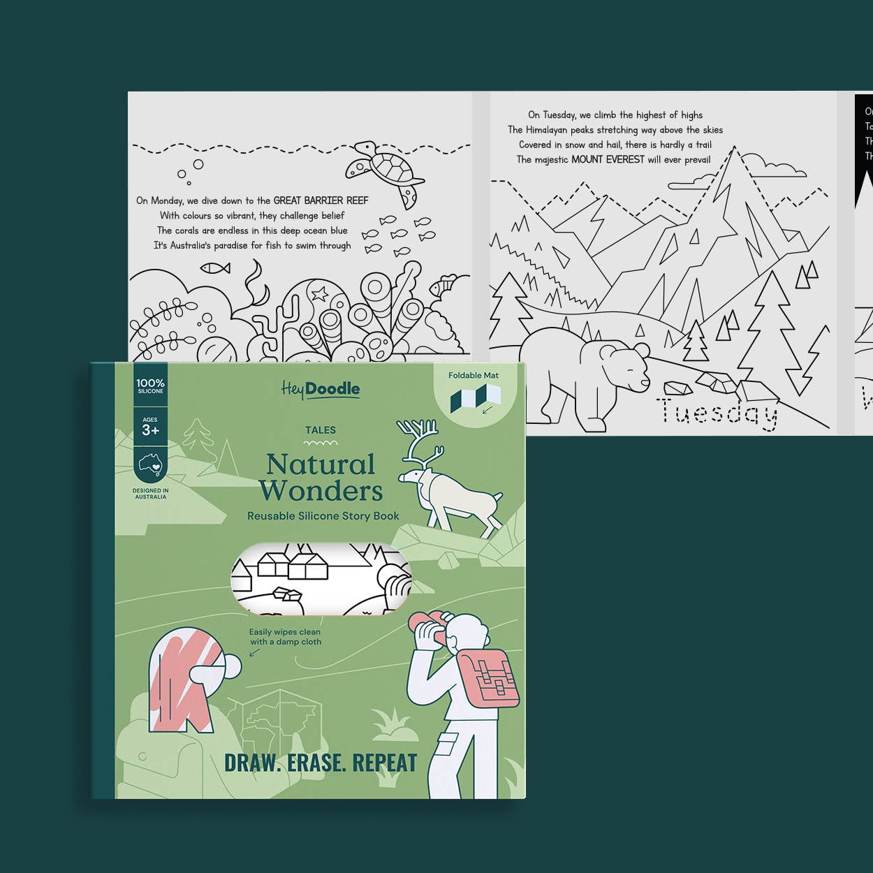 HeyDoodle - Natural Wonders Tales - Reusable Coloring Book