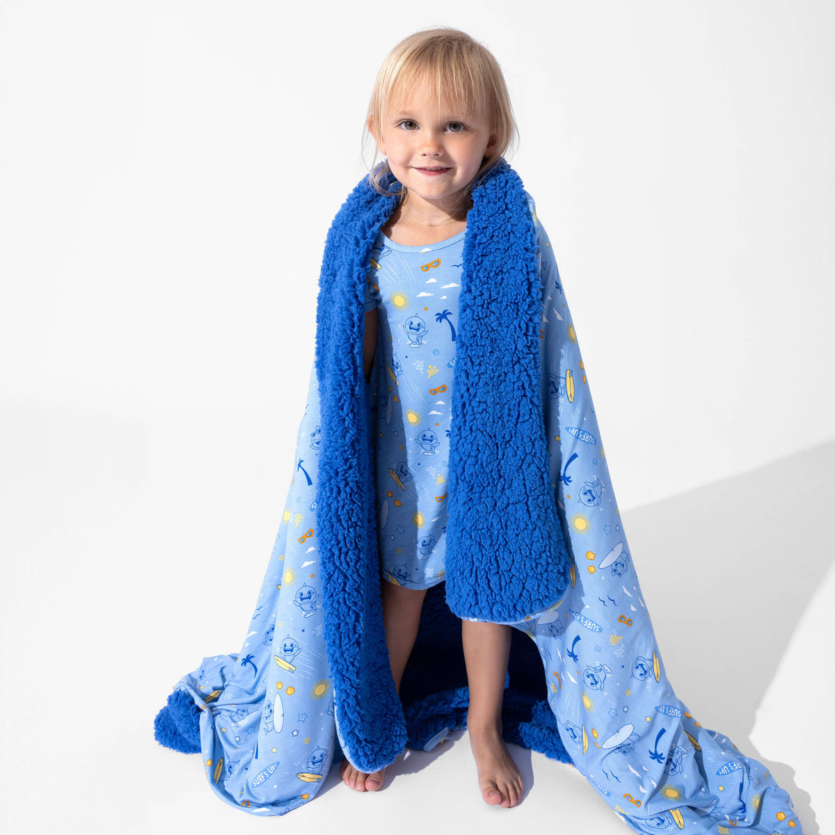 Bellabu Bear - Baby Shark Surf Bamboo Sherpa Blanket: 45 x 60 in