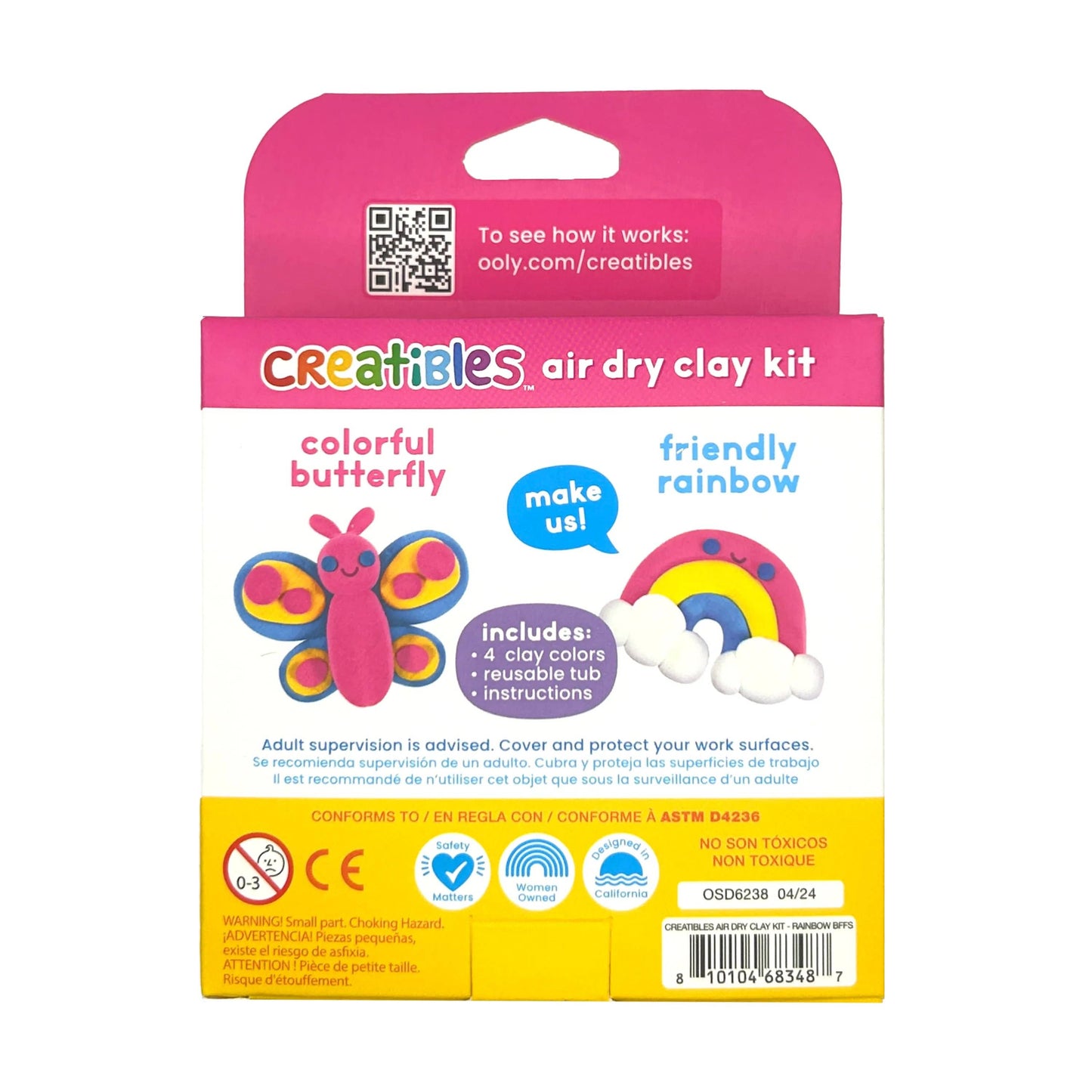 OOLY - Creatibles: Air Dry Clay BFFs Kit - Rainbow Pals (Set of 4 C