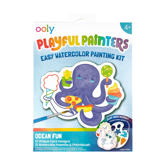 OOLY - Playful Painters: Easy Watercolor Painting Kit - Ocean Pals (25 PC Set)