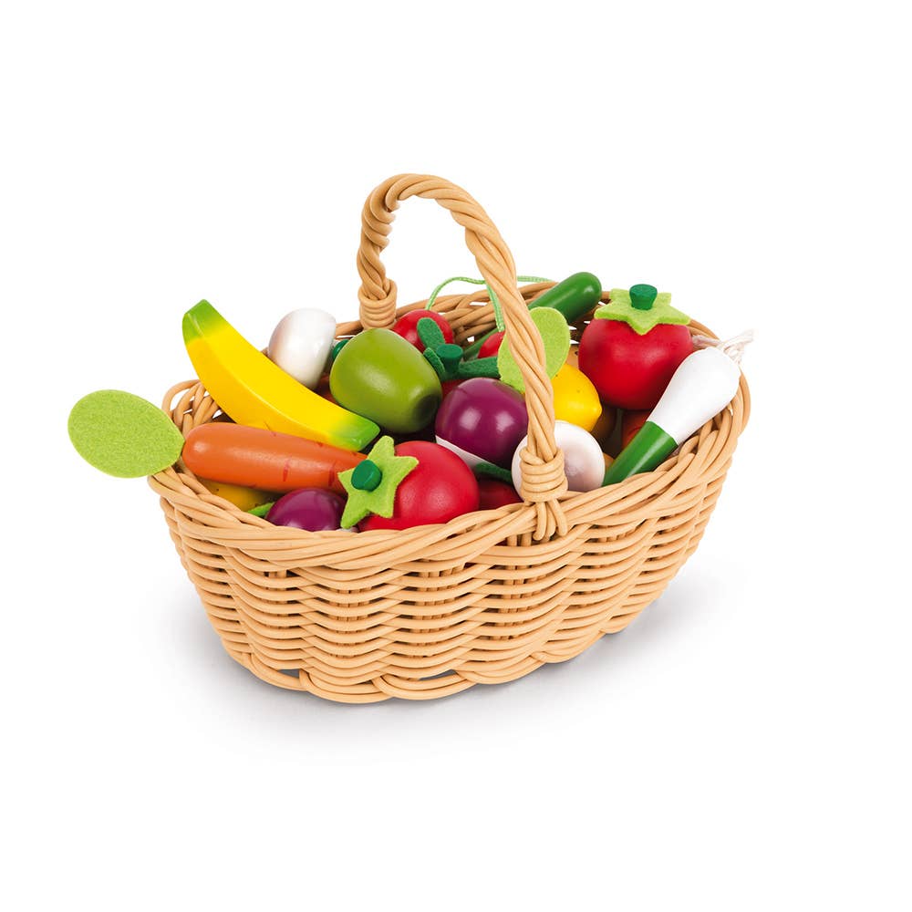 Janod - 24 Pc Fruit & Vegetables Basket