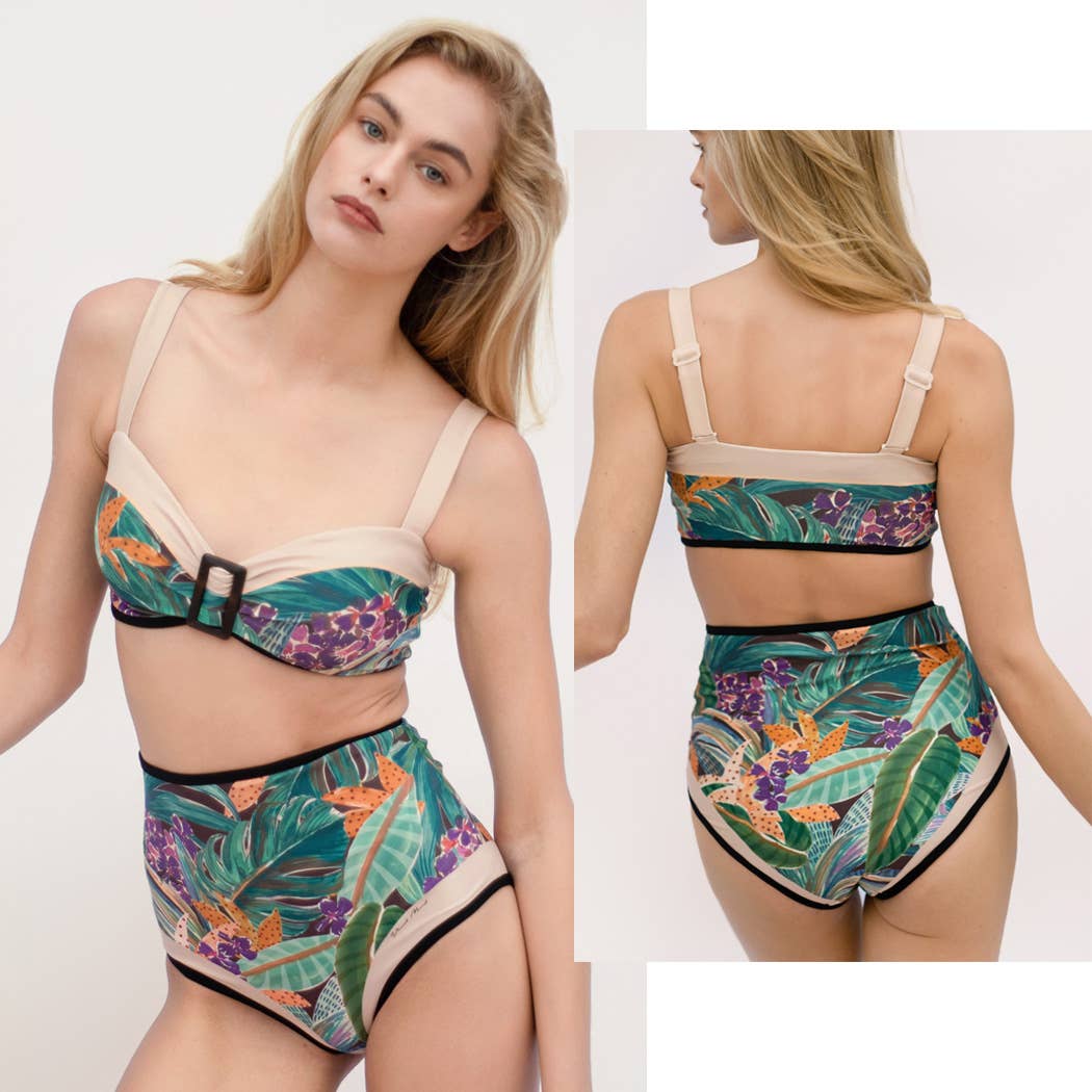 Visual Mood - TAYLOR High-waist Bikini Set: M / Top + High Waist