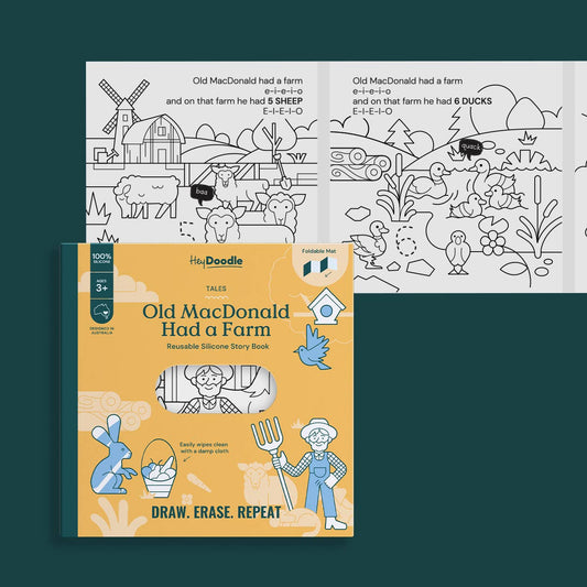 HeyDoodle - Old MacDonald Had a Farm Tales - Reusable Coloring Book