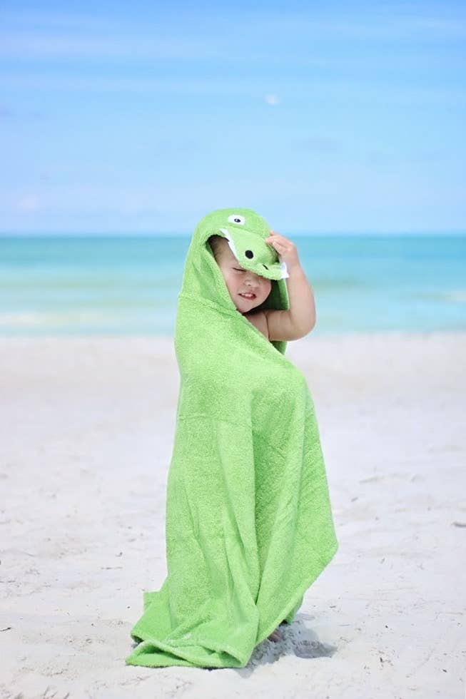 Yikes Twins - Alligator Hooded Towel for toddlers ages 2 to 8 years old