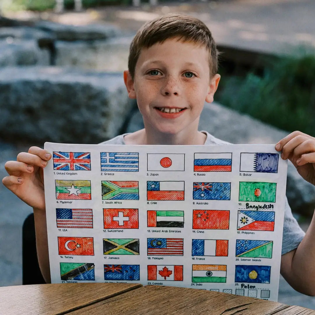 HeyDoodle - World Countries Classic Coloring & Doodle Mat
