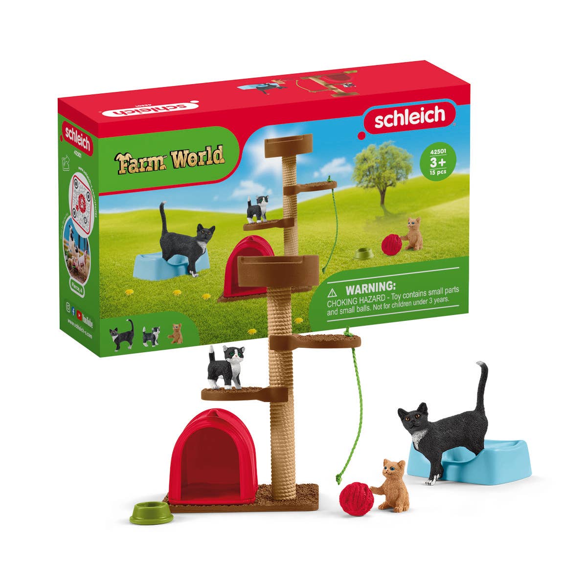 Schleich - Playtime For Cute Cats Farm Figurine Toys Play Set