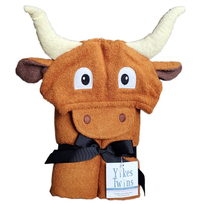 Yikes Twins - Longhorn hooded towel for toddlers ages 2 to 8 years old