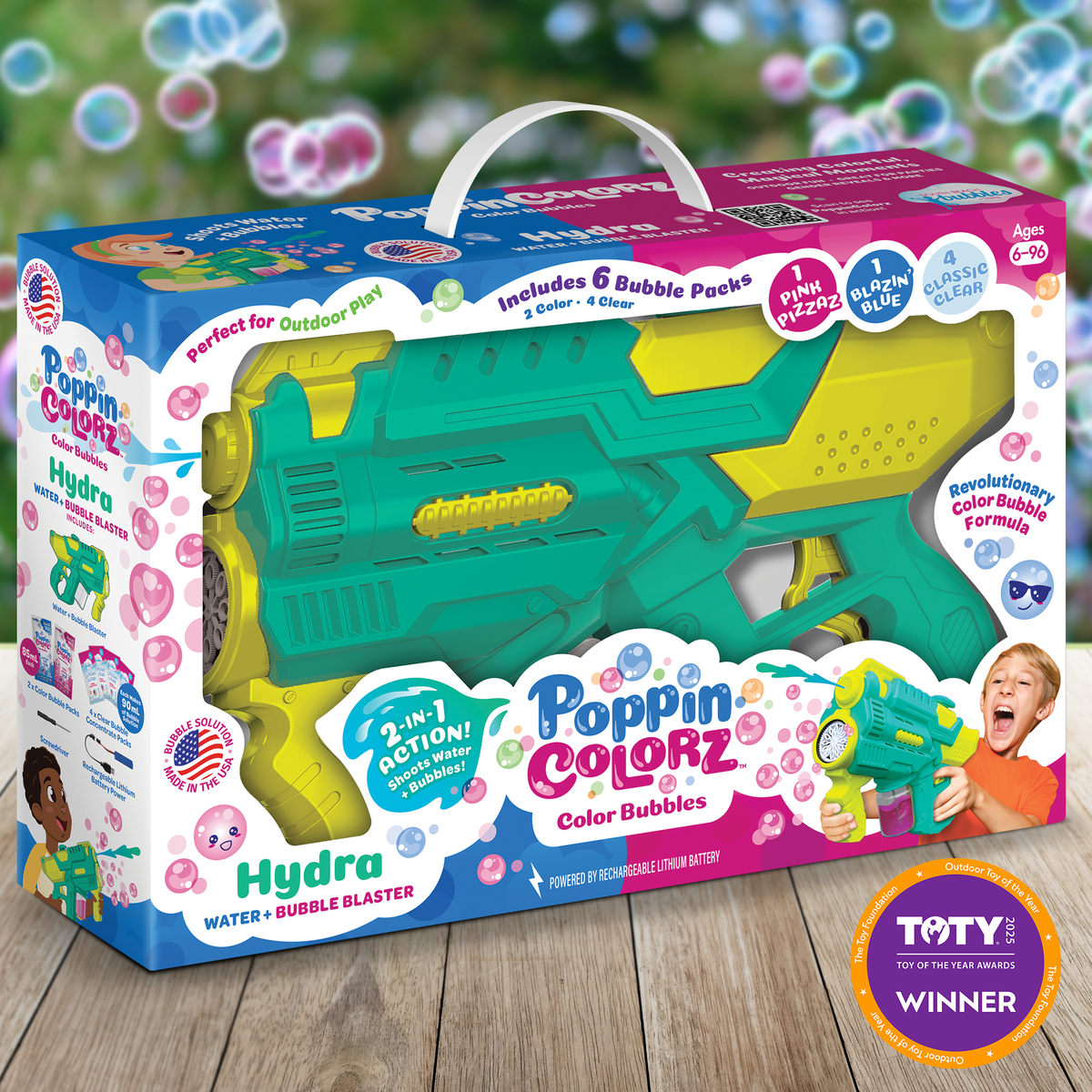 South Beach Bubbles - PoppinColorz Hydra: 2-in-1 Water Gun & Color Bubble Blaster