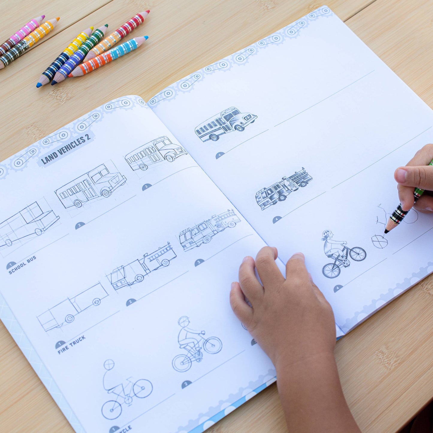 eeBoo - Learn to Draw Vehicles Book with Stickers