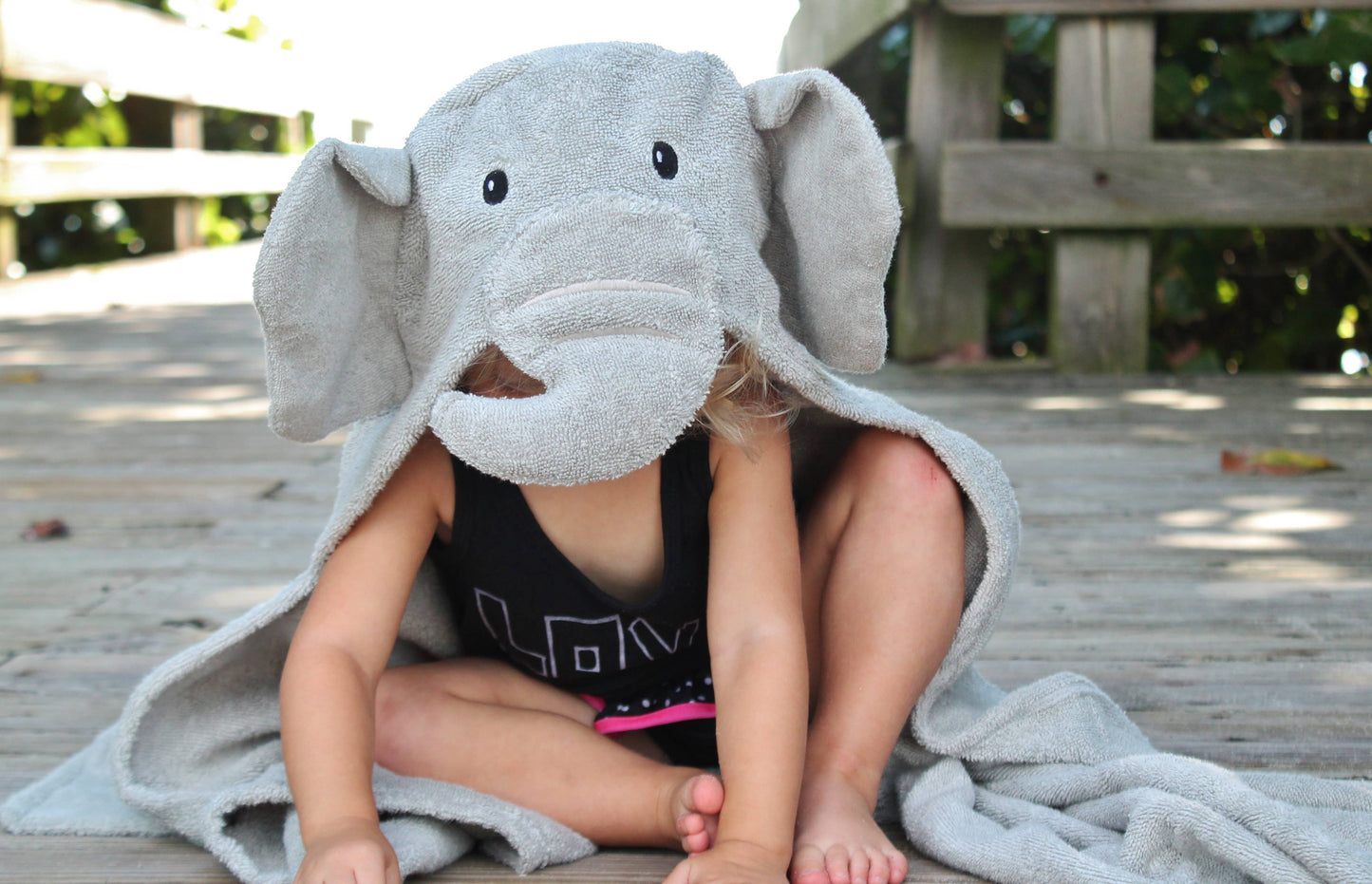 Yikes Twins - Elephant hooded towel for toddlers ages 2 to 8 years old