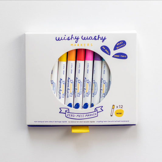 Jaq Jaq Bird - Wishy Washy Markers MINI - Set of 12 Assorted Colors